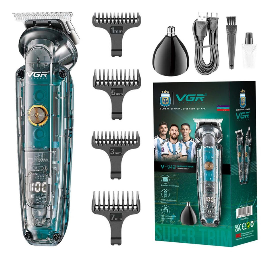 Máquina Patillera Pelo Nariz 2en1 VGR V-949 Argentina IPX6