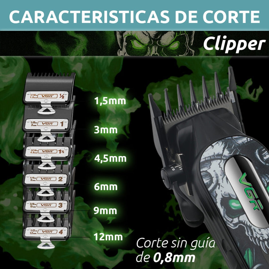 Máquina Corta Pelo Pro Clipper VGR V-279 Metal Cuchillas DLC 9000RPM Color verde