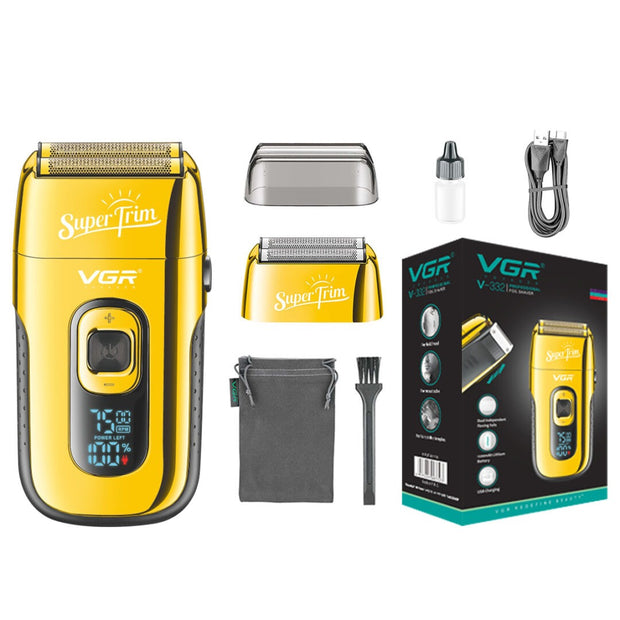 Afeitadora Eléctrica Hombre Trimmer Barba 2en1 Usb Vgr V-332 Dorado
