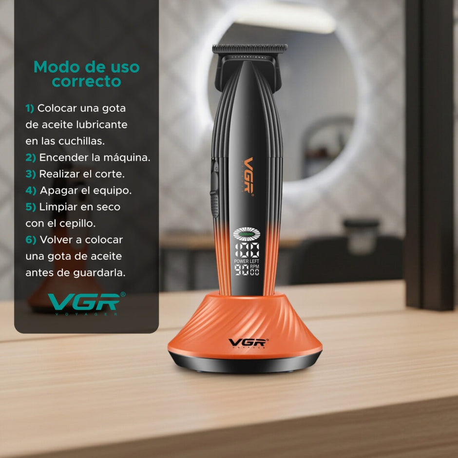 Maquina De Cortar Pelo Trimmer 240 Min Barberos Vgr V-889t