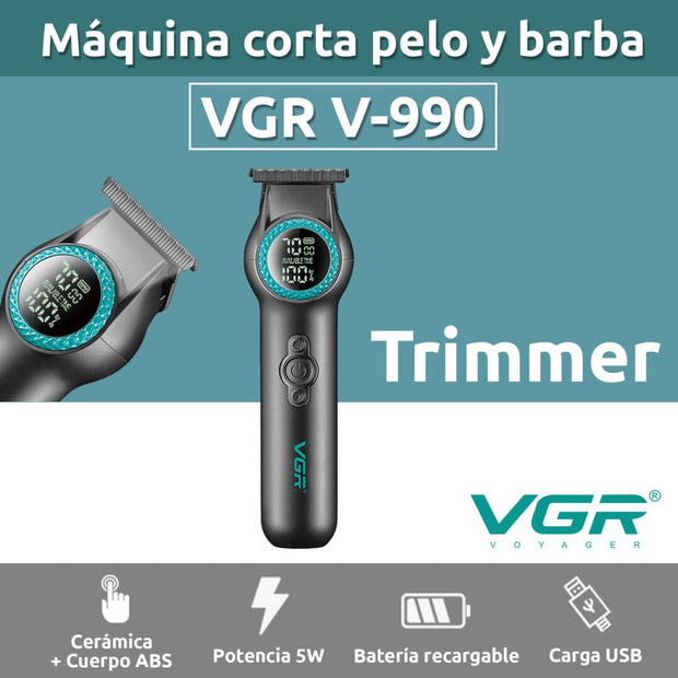 Máquina Trimmer Profesional VGR V-990 Luz Led Turbo 8000RPM