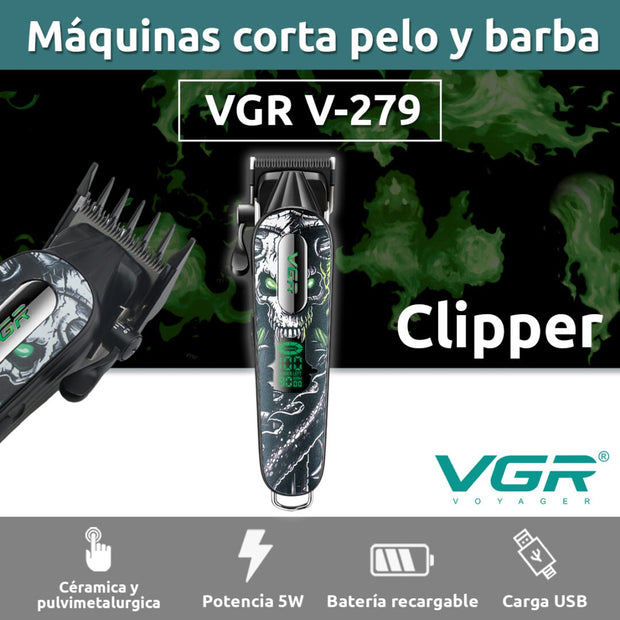 Máquina Corta Pelo Pro Clipper VGR V-279 Metal Cuchillas DLC 9000RPM Color verde