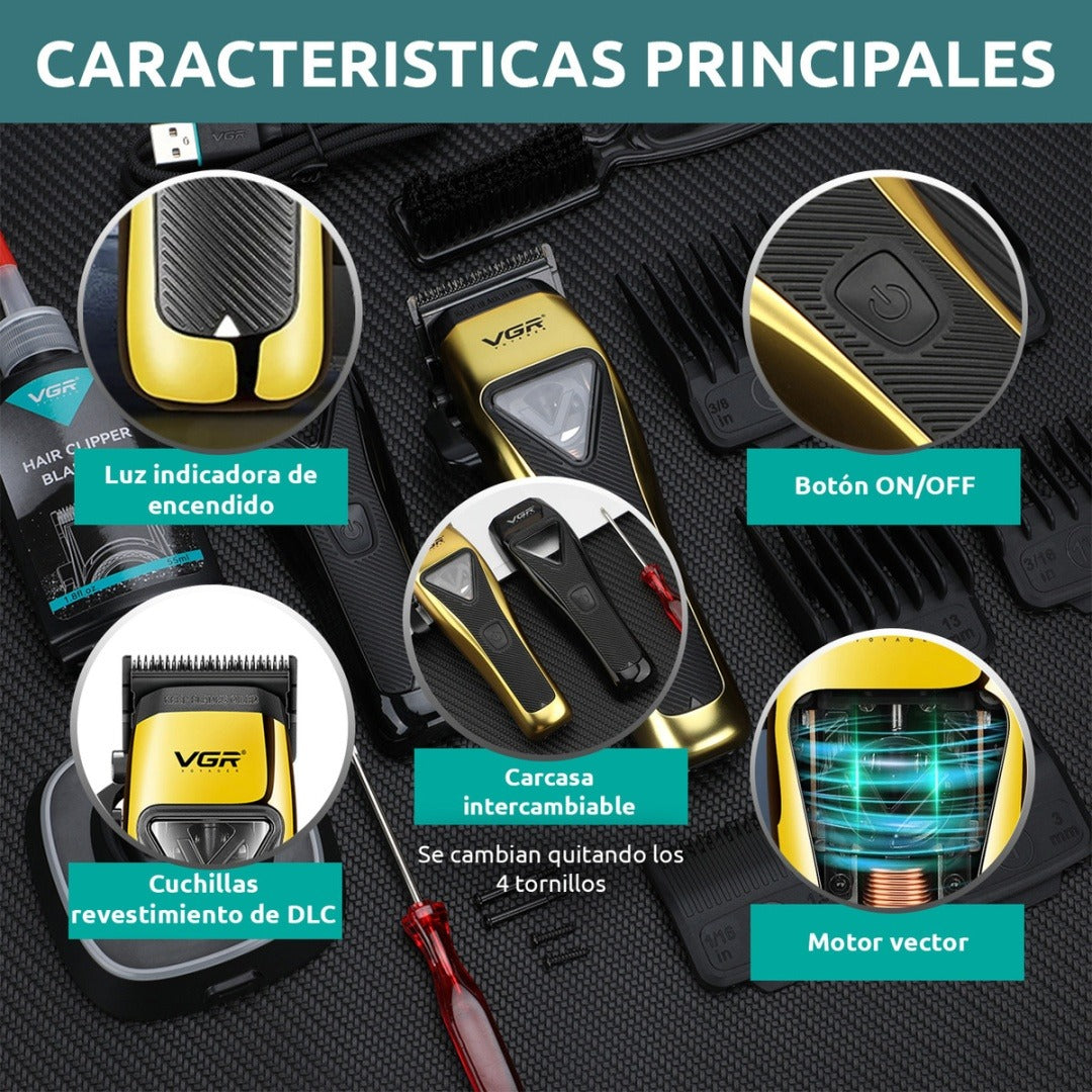 Máquina Cortar Pelo Profesional VGR V-015 Motor Vector 9000