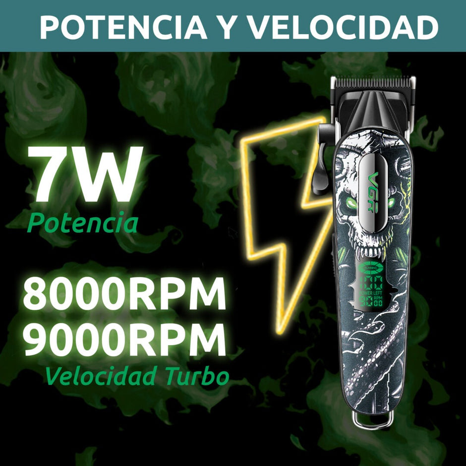 Máquina Corta Pelo Pro Clipper VGR V-279 Metal Cuchillas DLC 9000RPM Color verde