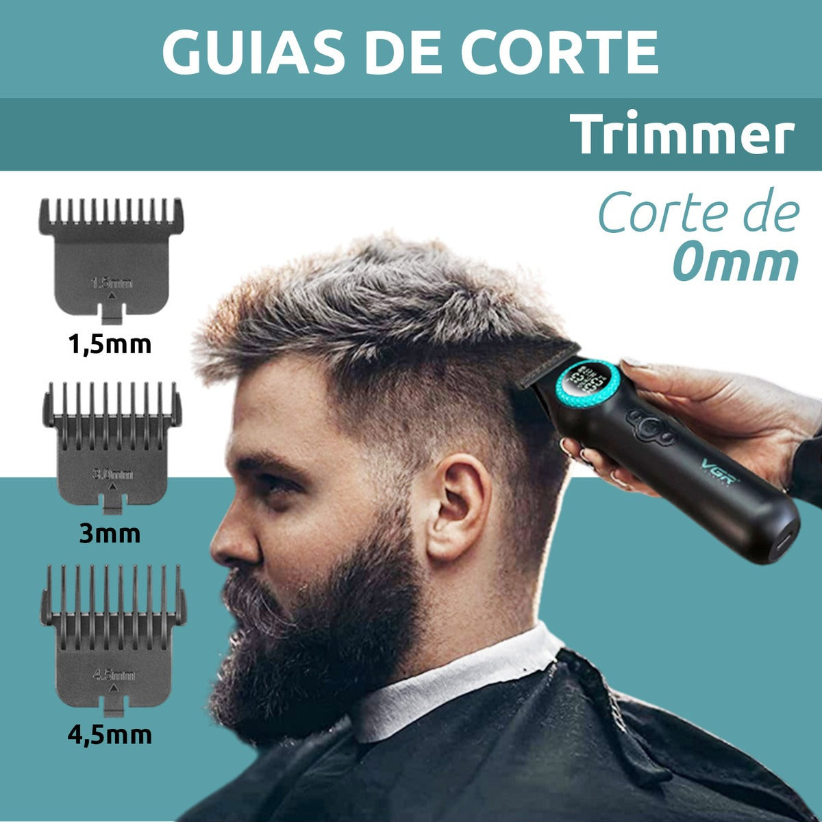 Máquina Trimmer Profesional VGR V-990 Luz Led Turbo 8000RPM