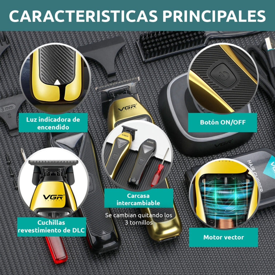 Patillera Profesional Vgr V-994 Metal Motor Vector 10000 Rpm