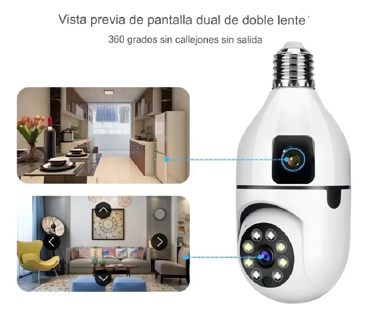 Cámara de Seguridad WiFi Doble Lente 360° Visión Nocturna