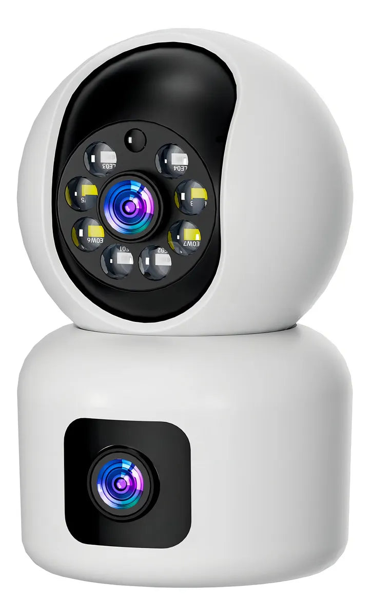 Camara De Seguridad Wifi Ip Doble Lente Robotica Resolución Full Hd 1080p Visión Nocturna Color Blanco