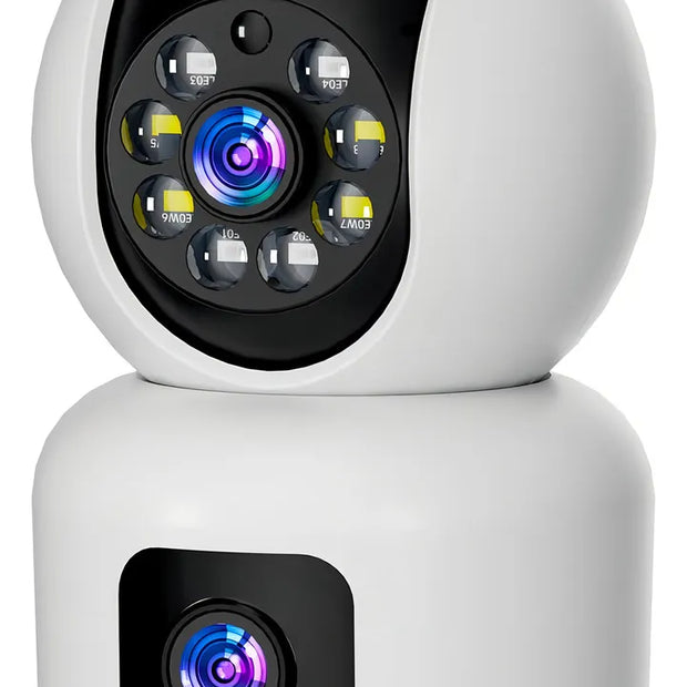 Camara De Seguridad Wifi Ip Doble Lente Robotica Resolución Full Hd 1080p Visión Nocturna Color Blanco