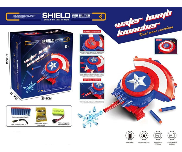 Escudo capitán América 2 en 1 Bolas Hidrogel y Dardos