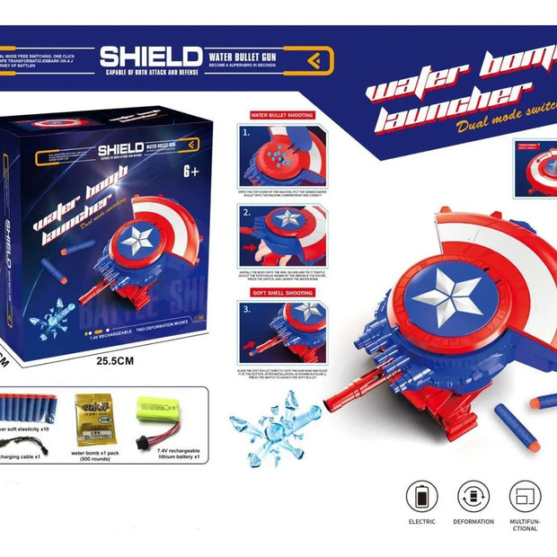 Escudo capitán América 2 en 1 Bolas Hidrogel y Dardos