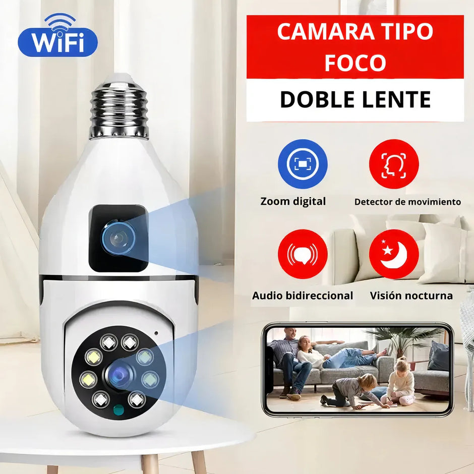 Cámara de Seguridad WiFi Doble Lente 360° Visión Nocturna