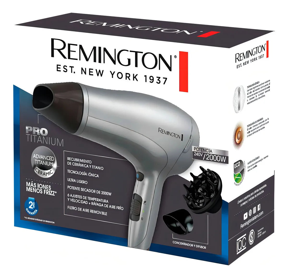 Secador Original Remington Pro Titanium Ceramica Turmalina