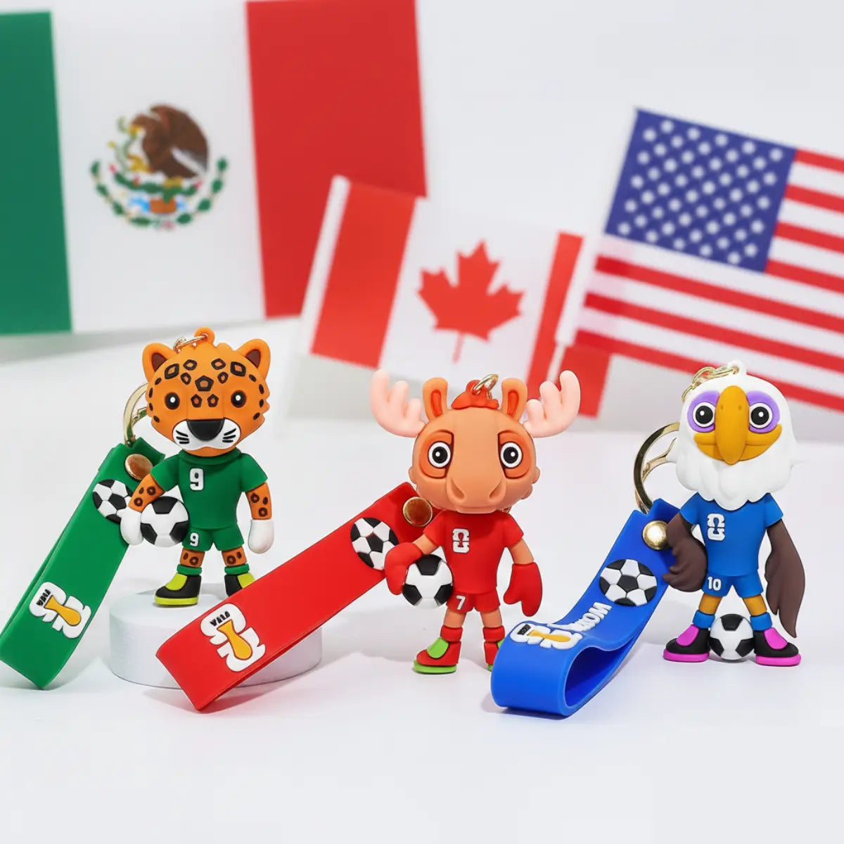 Llavero Copa Mundial De Fútbol De 2026 Trofeo Y Mascotas X3