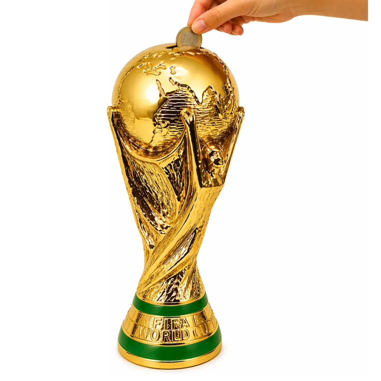 Alcancía Trofeo Copa Del Mundo Dorada Grande Fútbol