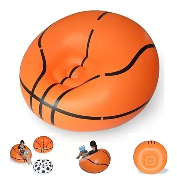 Sillón Inflable o Puff estilo Balón Futbol O Baloncesto