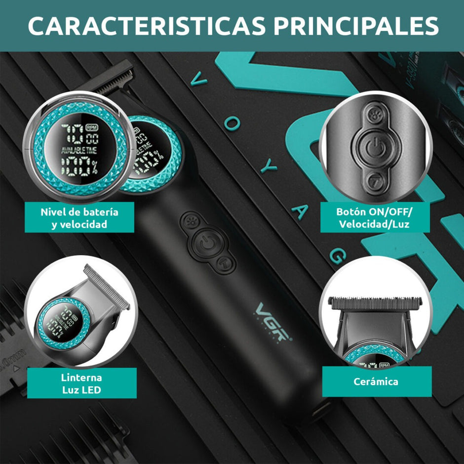 Máquina Trimmer Profesional VGR V-990 Luz Led Turbo 8000RPM