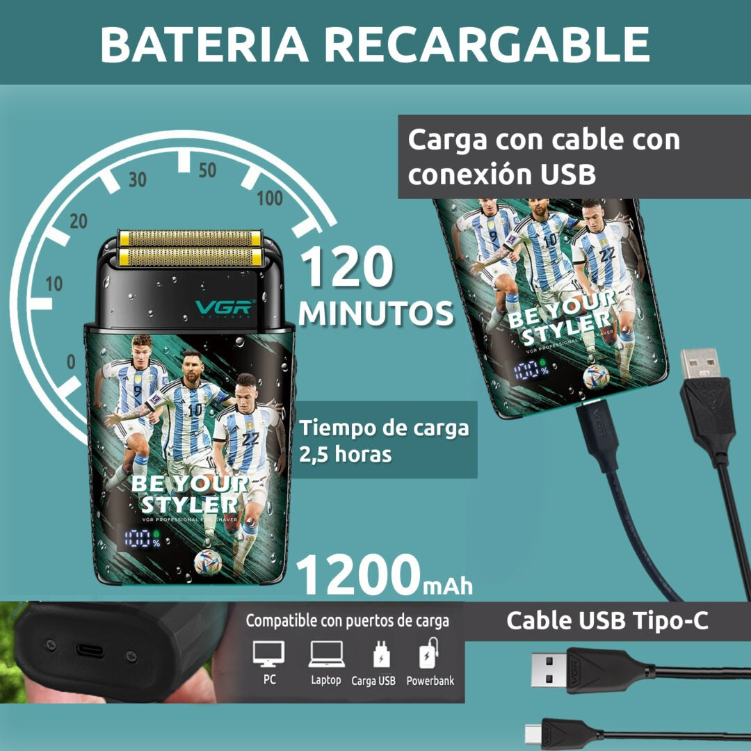 Afeitadora Eléctrica Rasuradora Recargable VGR V-309