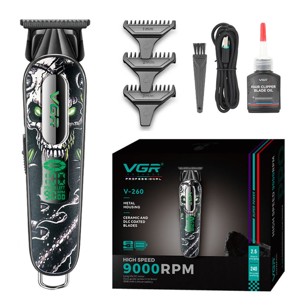 Cortadora De Pelo Patillera Pro VGR V-260 Metal Cuchilla DLC 9000RPM Color Verde