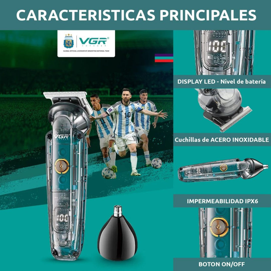 Máquina Patillera Pelo Nariz 2en1 VGR V-949 Argentina IPX6