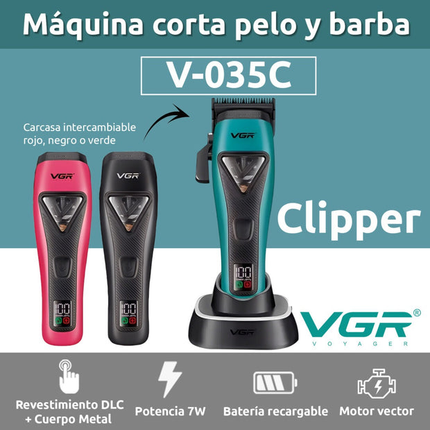 Maquina De Cortar Pelo Clipper Inalámbrica VGR V-035C Motor Vector Color intercambiable