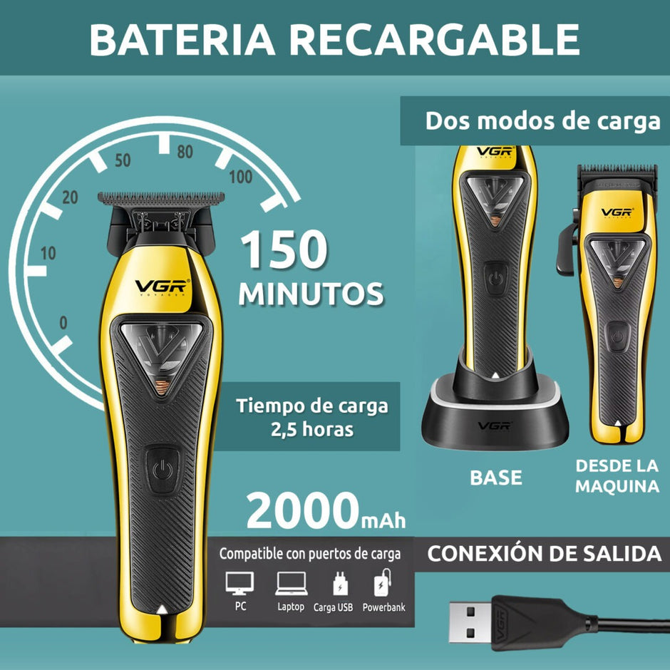 Patillera Profesional Vgr V-994 Metal Motor Vector 10000 Rpm