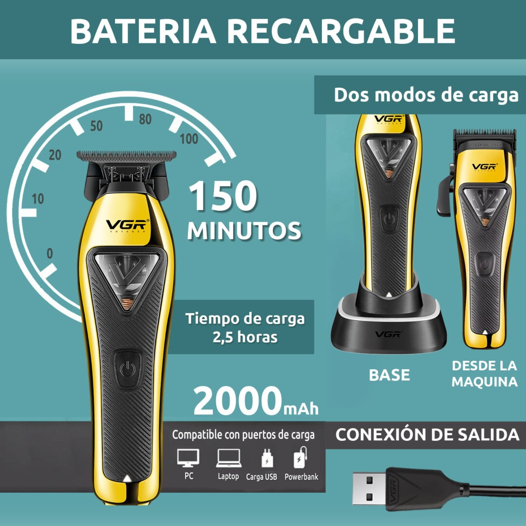 Patillera Profesional Vgr V-994 Metal Motor Vector 10000 Rpm