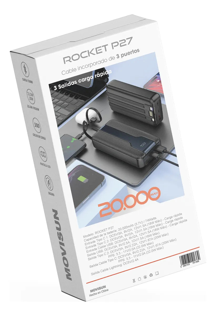 Powerbank Rocket P27 20.000 Mah