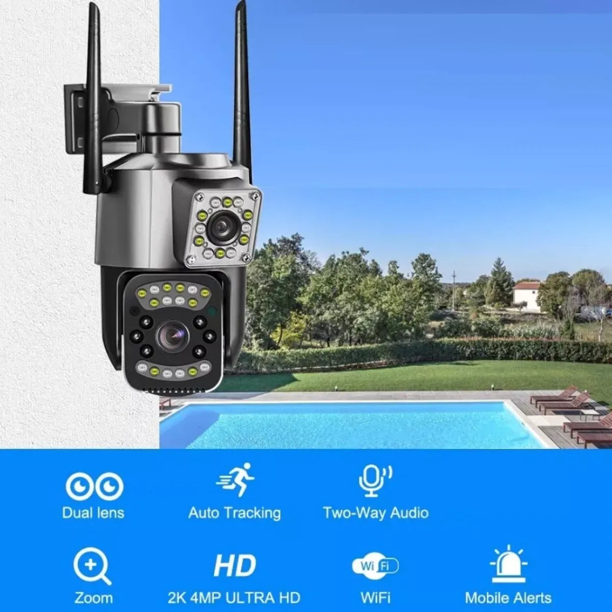 Camara Exterior Doble Lente PTZ 2 Antena V28